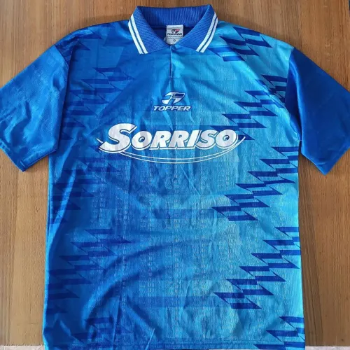 camisa anos 90 topper evento sorriso seleção paulista x carioca tamanho g azul sp x rj