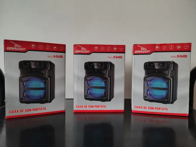 KIT COM 3 CAIXAS DE SOM PORTÁTIL GRASEP D-S4155