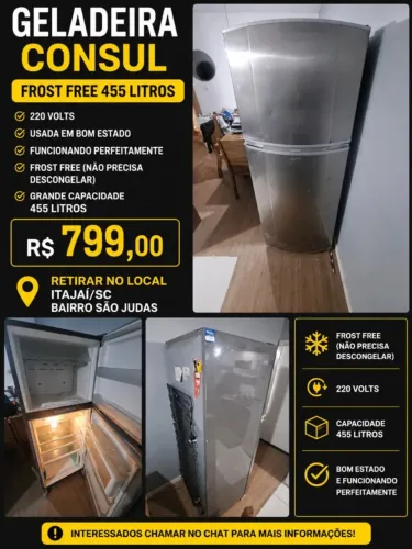 Geladeira Consul 455 litros frostfree 220v