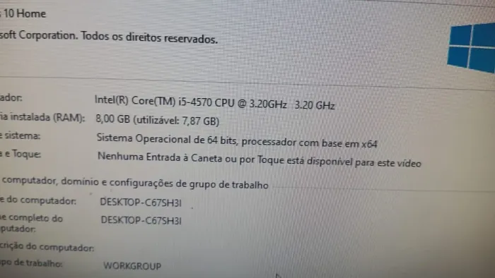 Core i5 <br>8GB de memória Ram <br>HD de 1Tb Windows 10<br>8GB de memória Ram <br>HD de 1Tb Windows