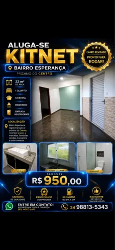 ? ALUGA-SE KITNET - BAIRRO ESPERANÇA ? ? Excelente oportunidade! Kitnet nova!