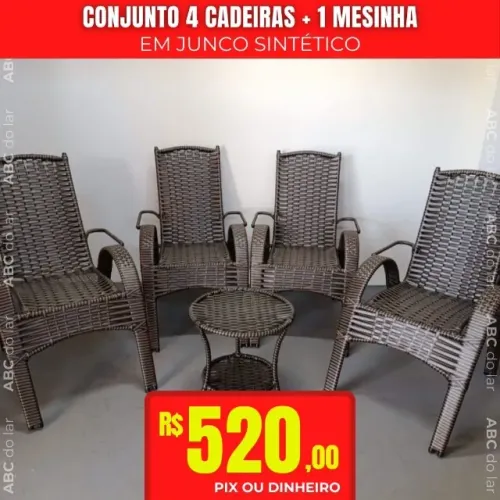 Jogo Cadeira Junco Sintético 5 Peças