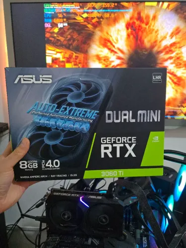 Placa De Vídeo RTX 3060 Ti 8Gb GDDR6X Asus Dual Mini V2 OC - 100% Testada e Funcionando.