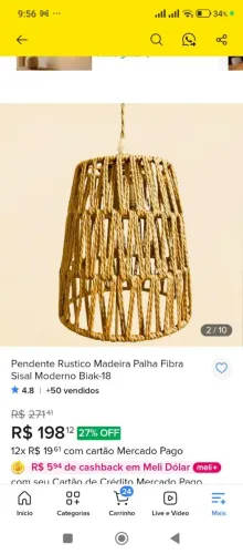 Pendente Rustico Madeira Palha Fibra Sisal Moderno Biak-18