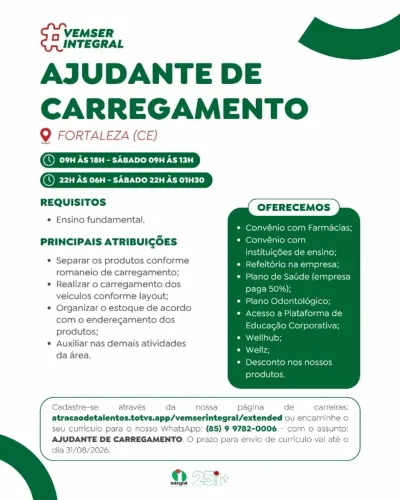Ajudante de Carregamento - Lagoa Redonda/Messejana
