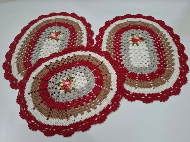 JOGO TAPETE CROCHE PARA BANHEIRO 3 PEÇAS