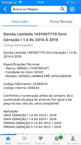 Sonda lambda ônix 