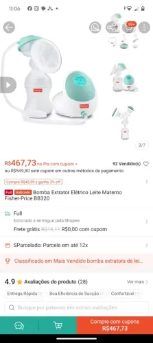 Bomba extrator elétrica Fisher price