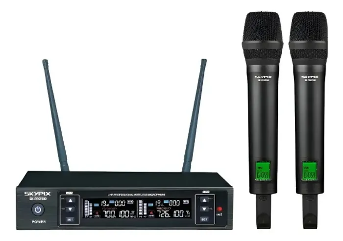 Microfone Sem Fio Duplo De Mão Skypix Sk-pro 900