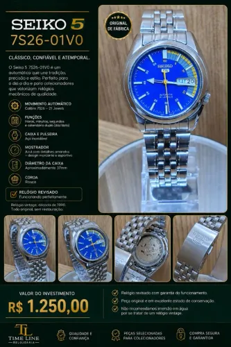 Relógio Seiko 5 automático 7S26-01V0