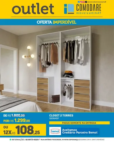 Closet 2 Torres 100% MDF | Pague na Entrega