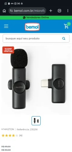 Microfone de lapela sem fio Tipo C
