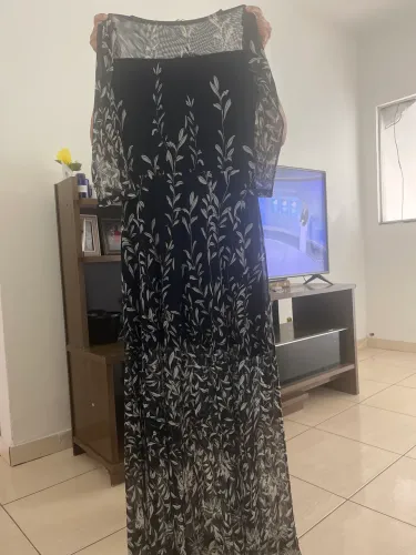 Vestido para festa, casamento, azul com branco