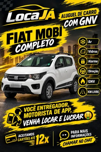 Aluguel de Carro com GNV app entrega locação