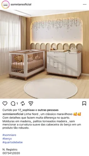 Berço + colchão e pillow top E cômoda linha Nord Somniare