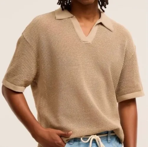 Camisa Unissex polo bluesteel tricô bege.