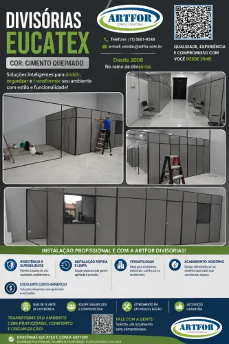 Divisórias Escritório Cimento Queimado, Modelo Naval Instalado, Venda com Instalação