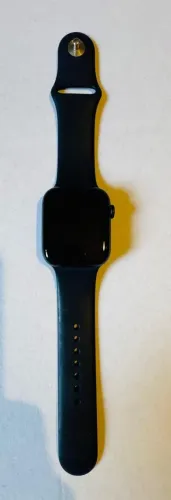 Apple Watch Series 6 44mm GPS Cinza Espacial - bateria 77%, pulseira azul