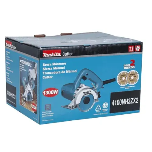 Serra Mármore 110mm 1300W Com 2 Discos 4100NH3ZX2 Makita Profissional