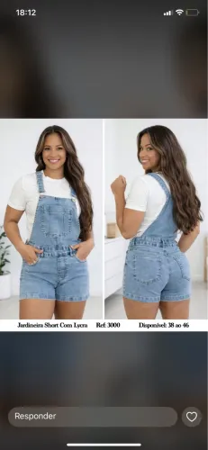 Jardineira Short Jeans / Com Lycra