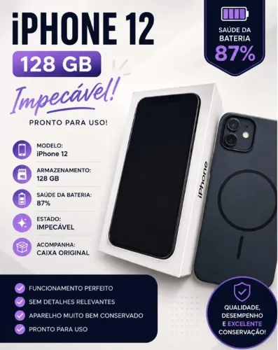 iPhone 12 128 GB ? qualidade, desempenho e excelente conservação!