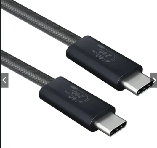 Cabo USB-C 240W 40Gbps USB4 Thunderbolt 4 8K Gen3x2 E-Marker 1mts