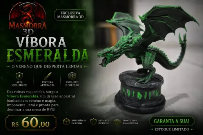Miniatura de Dragão 3D Pintado