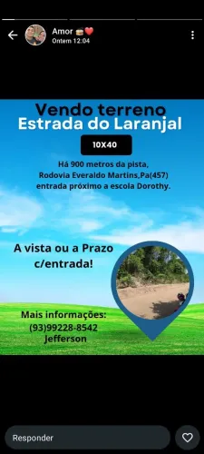 Vendo terreno 10x40 ou 20x40