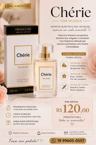 Perfume feminino Chérie (inspirado na fragrância Miss Dior)
