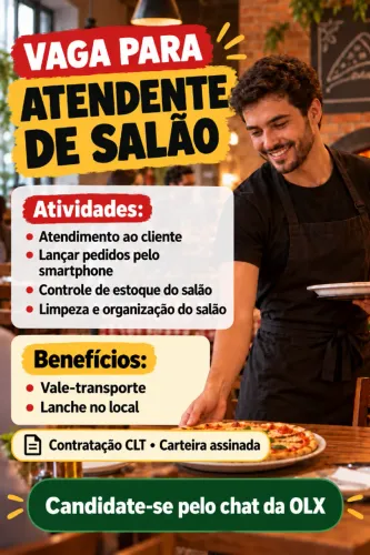 VAGA ATENDENTE GARÇOM - MASCULINO
