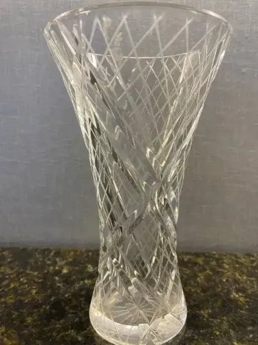 Vaso Antigo Polonês De Vidro Cristal. 