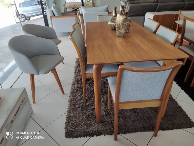 Mesa de Jantar 180x90 6 Lugares Tampo Laminado 100% Madeira Pronta Entrega 