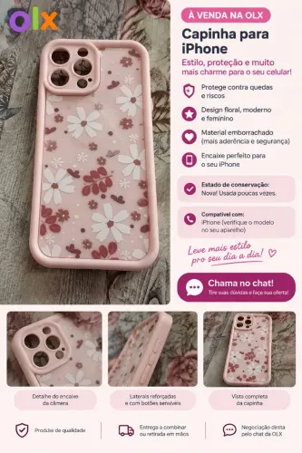 Capinha rosa floral de iPhone 13 pro Max