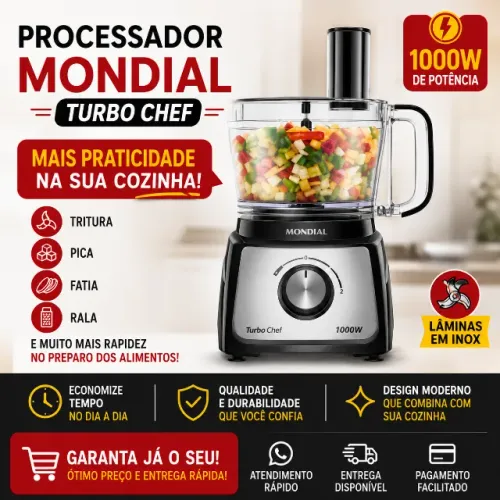 Multiprocessador Turbo Chef 5 em 1 Mondial 1000W MPN-01-B