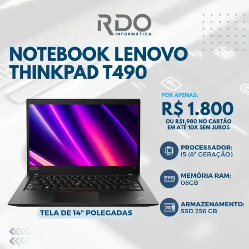 Notebook Lenovo T490 I5 8A SSD 256GB