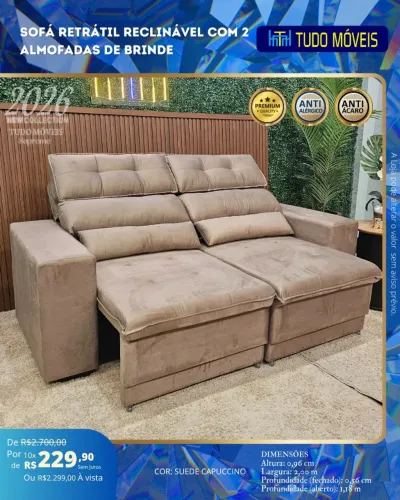 Sofá Retrátil e Reclinável com 2 Almofadas de Brinde.Entregamos No Mesmo dia. <br>