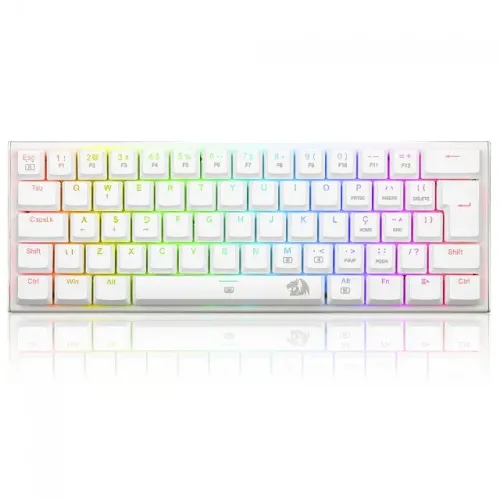 Teclado Mecânico Gamer | Redragon Anivia Lunar White | RGB | 60% | Switch Blue - Loja FH