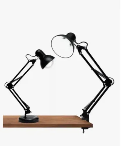 Luminária Mesa Abajur Haste Articulável Base E Garra Moderna