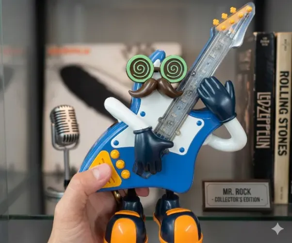 Boneco Musical Mr. Rock - guitarra robô que dança, toca e acende!
