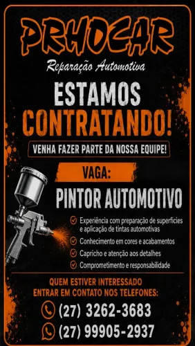 Vaga de emprego - Pintor Automotivo