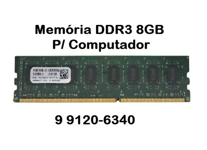 Seu Computador Muito Mais Rápido! Memória 8GB DDR3 P/ PC. Entrega e Instalação A Combinar.