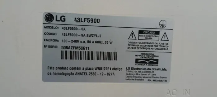 Televisão LG 43 polegadas leia o anúncio