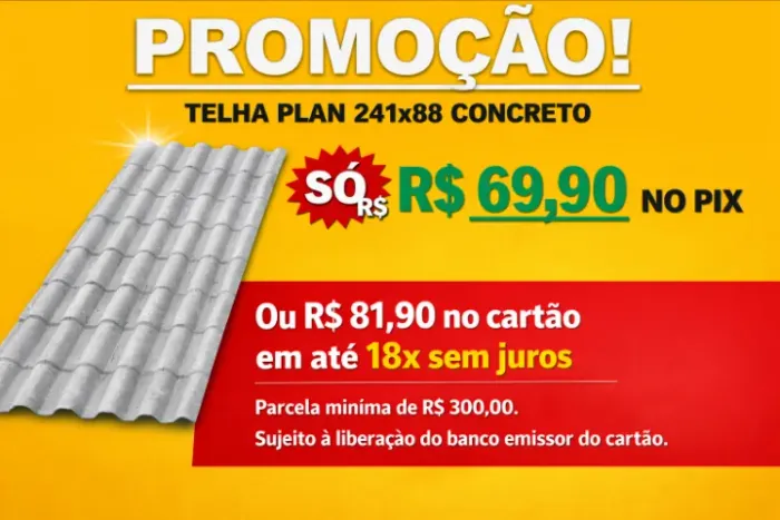 TELHA PVC PLAN 241x88 CONCRETO 1,5mm, R$ 69,90 DINHEIRO OU PIX