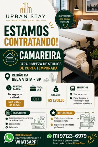 Vaga CLT - Camareira Studios/flats