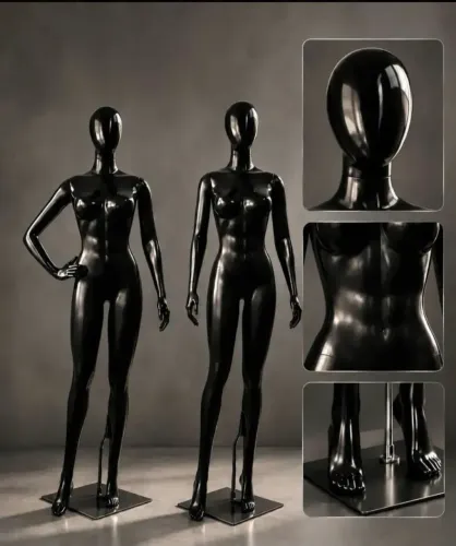 2 Manequins Feminino Preto Cabeça de Ovo Corpo Inteiro+ Base+3 Braços