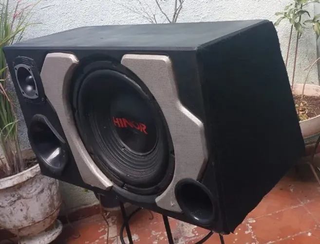 Caixa Trio Completa com Cara Preta de 12 Polegadas Hinor - Perfeito Funcionamento