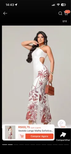 Vestido longo estampado 
