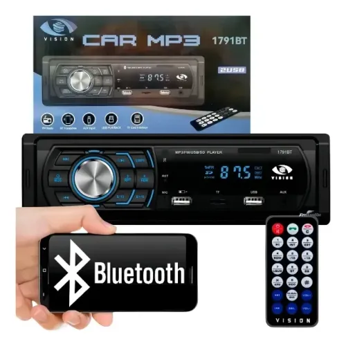 Radio Para Carro Automotivo Bluetooth Potente Som Pendrive +VISION