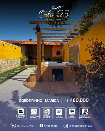 CORDEIRINHO, ORLA 23 IMOBILIÁRIA VENDE! Magnífica casa localizada a aprox. 150 m da praia