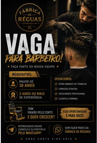Vaga para barbeiro com experiência